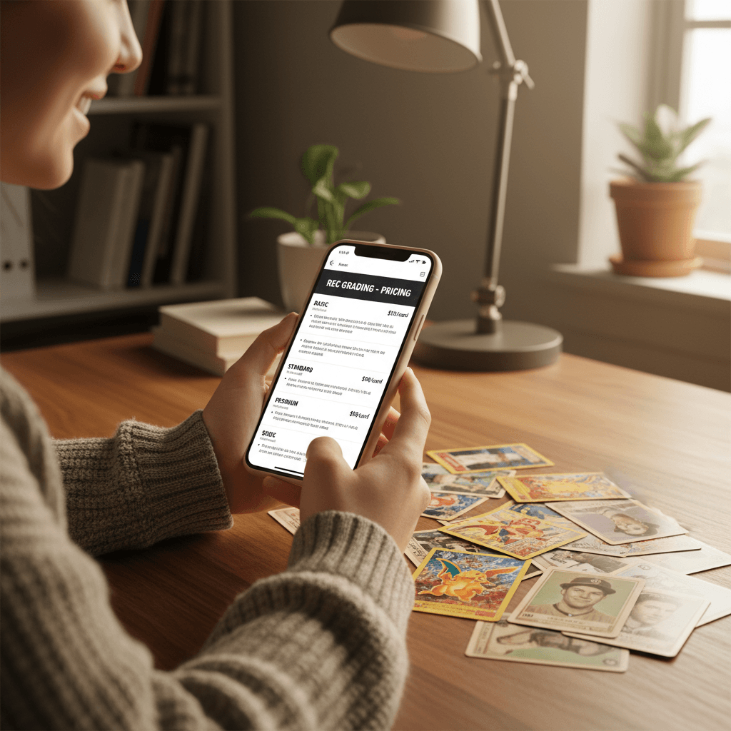Customer viewing REC Grading pricing packages on smartphone