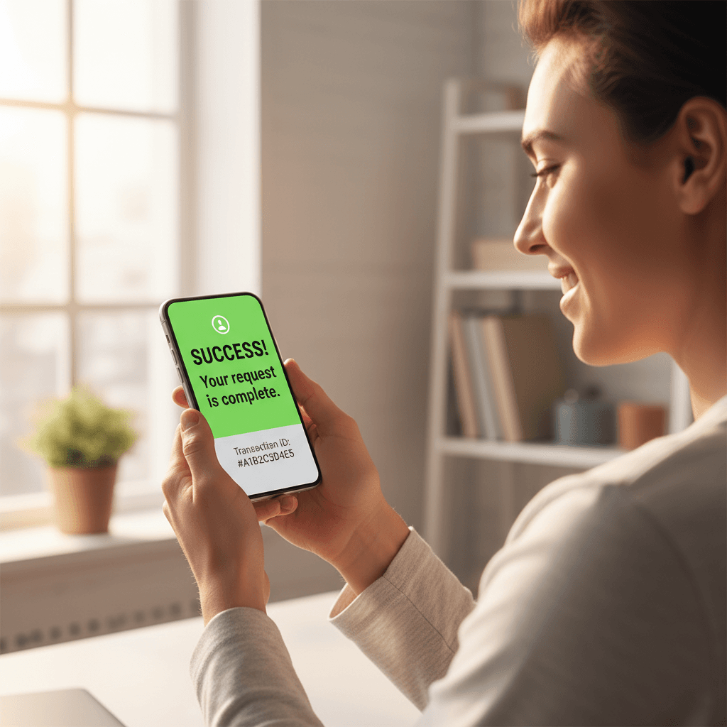 Customer viewing grading results on phone